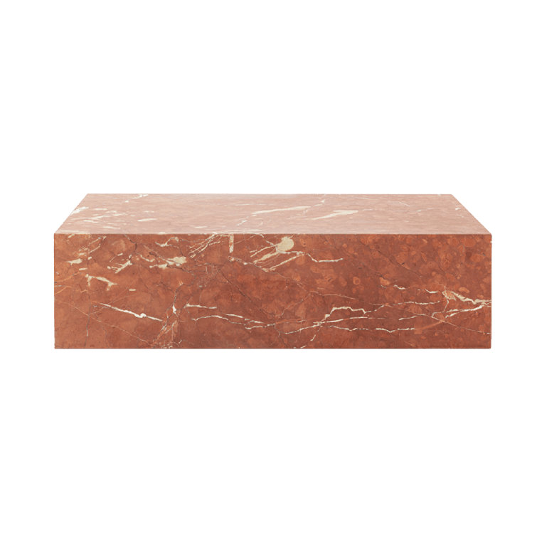 BETACH Genuine Marble Block Coffee Table Coral Red Wayfair